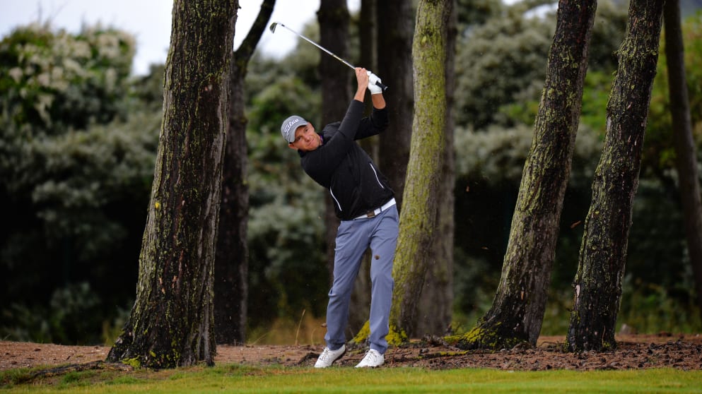 Max Kieffer on the fifth hole on Friday