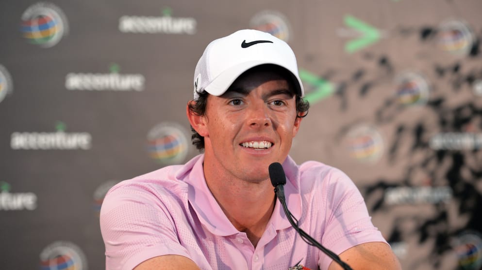 Rory McIlroy talks to the media at the WGC-Accenture Match Play Championship