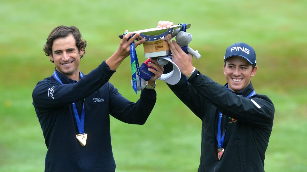 Pedro Oriol and Scott Fernandez celebrate