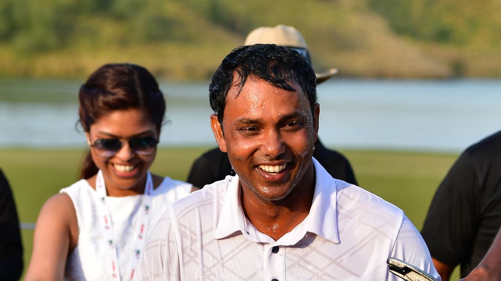 SSP Chawrasia celebrates his Hero Indian Open victory