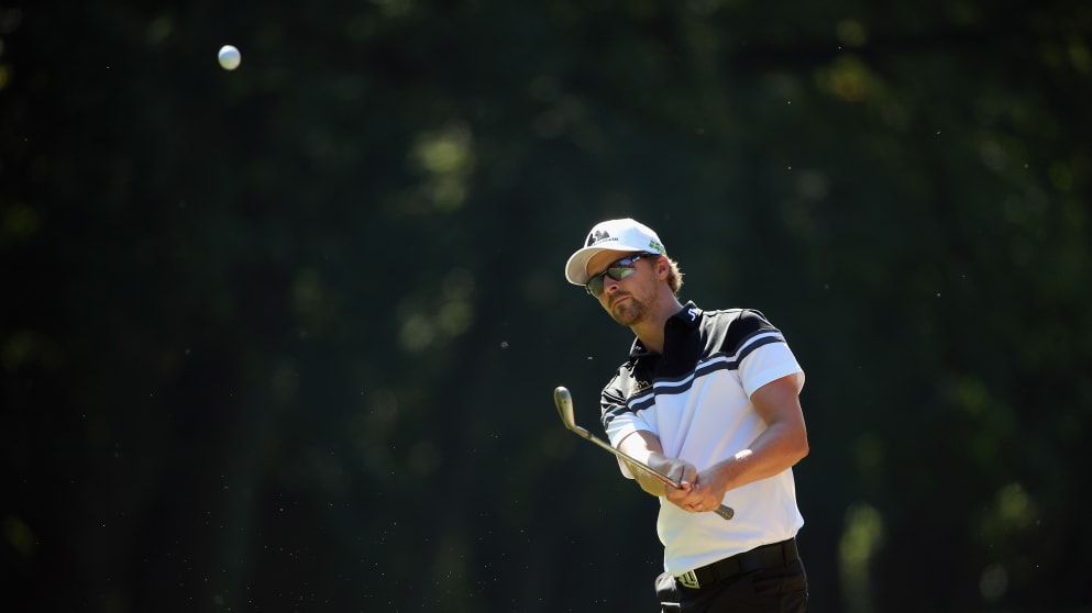 Rikard Karlberg chips up to the second