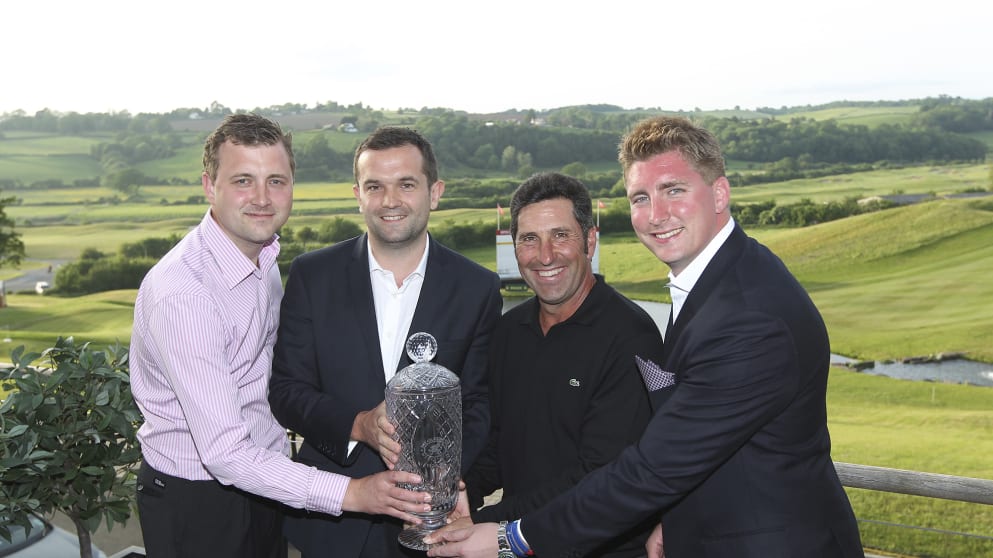 Last year's winning ISPS Handa Wales Open Pro-Am team of Celtic Manor's Matthew Lewis and Your Golf Travel's Andrew Harding and Ross Marshall with their professional José Maria Olazábal 