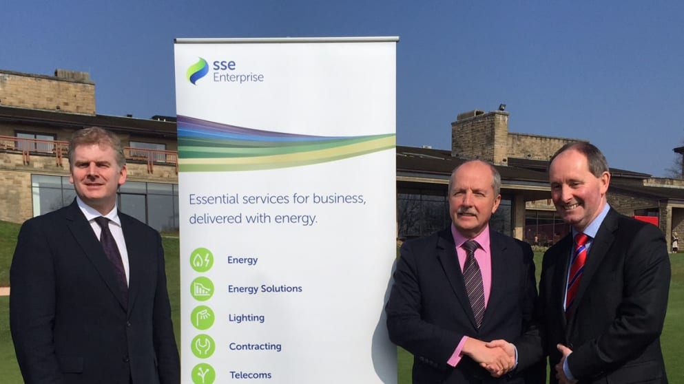 Paul Williams, PR Manager, The Celtic Manor Resort; Alan Williams, Projects Director, SSE Enterprise; and Andy Stubbs, Managing Director of the European Senior Tour