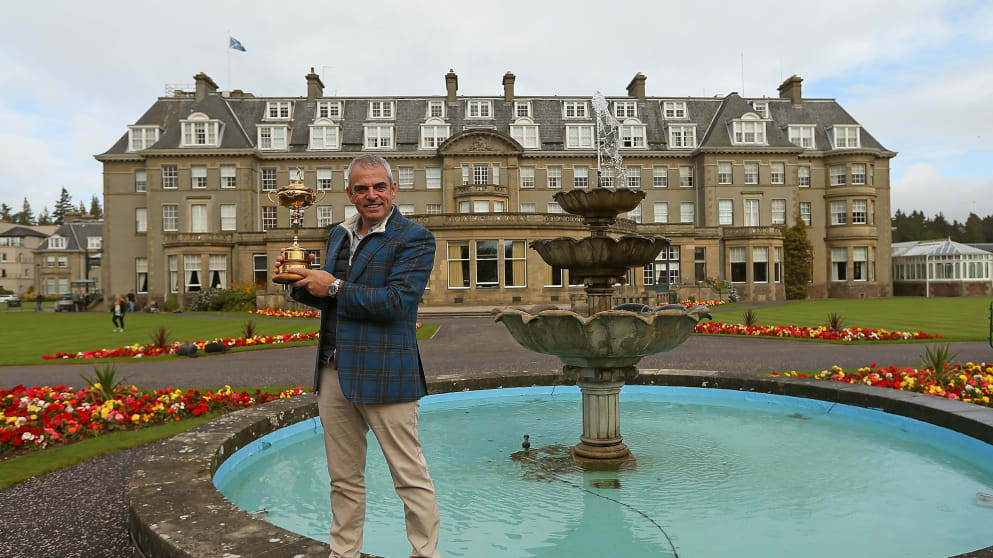 Paul McGinley, the victorious European Ryder Cup team captain, 