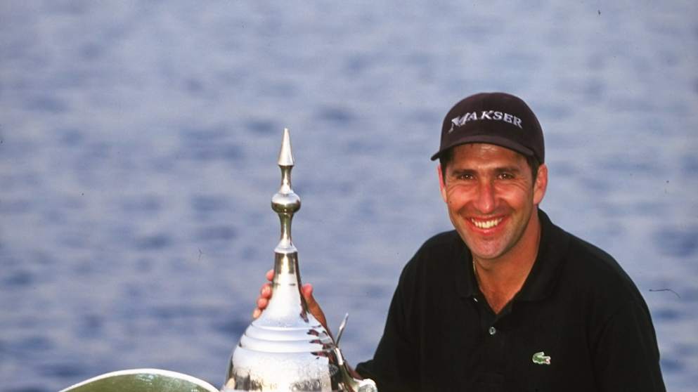 Jose Maria Olazabal after his 1998 Omega Dubai Desert Classic win