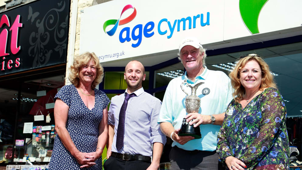 Mark Wiebe visits Age Cymru in Porthcawl's High Street 