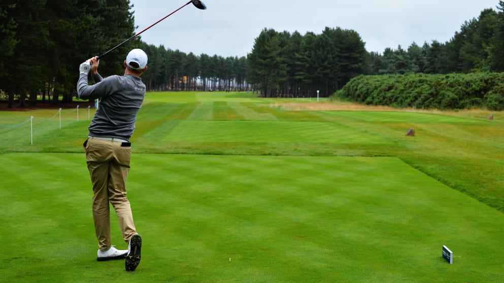 James Morrison on his second hole on Friday