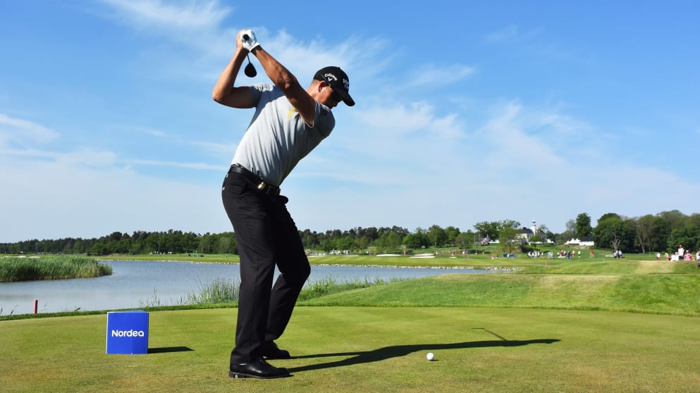 Henrik Stenson in action during the first round