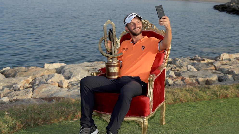 Joost Luiten celebrates victory in Oman