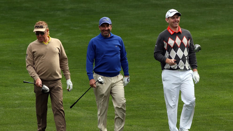 Miguel Angel Jimenez, Jose Maria Olazabal and Stephen Gallacher 