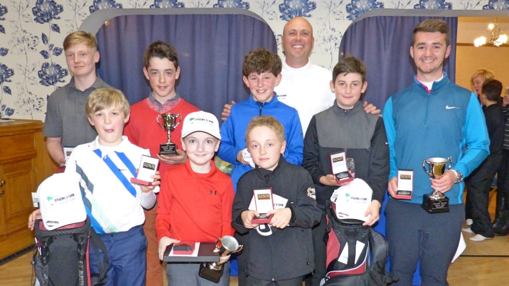 Graeme Storm with the winners of his inaugural Junior Open at Hartlepool GC