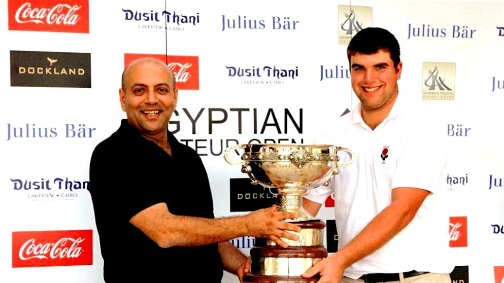 Jack Senior receiving the Epyptian Amateur Trophy