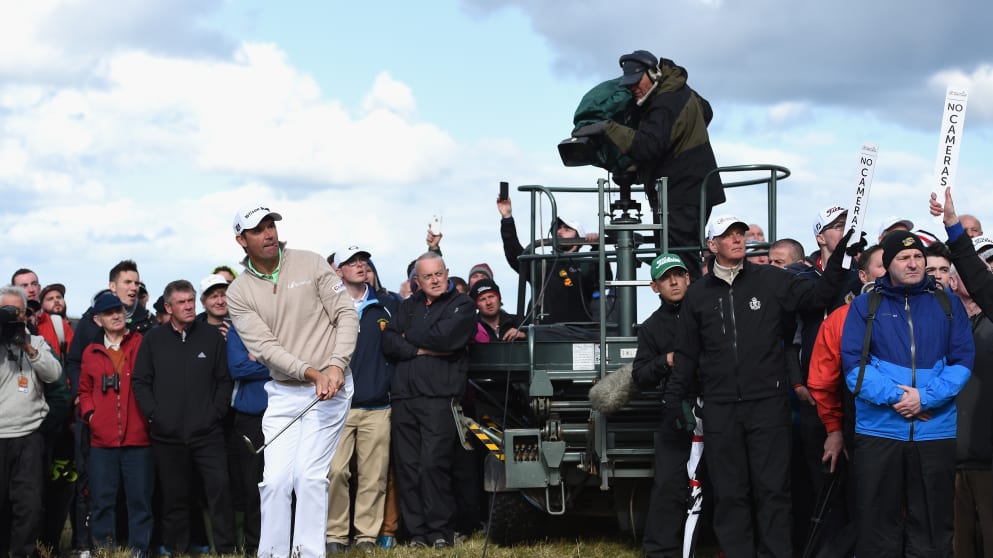 Padraig Harrington - on the way to a very good opening round 67 in Northern Ireland, in some tough conditions