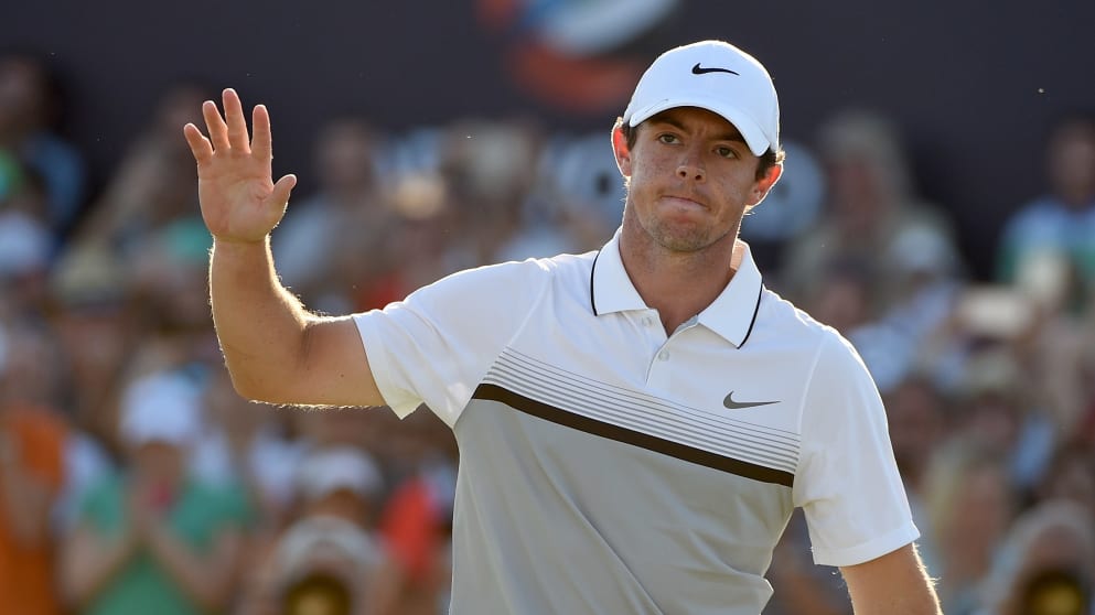 Rory McIlroy celebrates victory