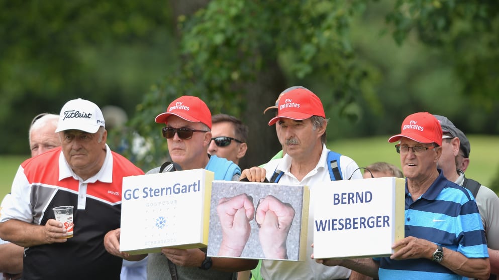 Fans hold up a sign of support for Bernd Wiesberger
