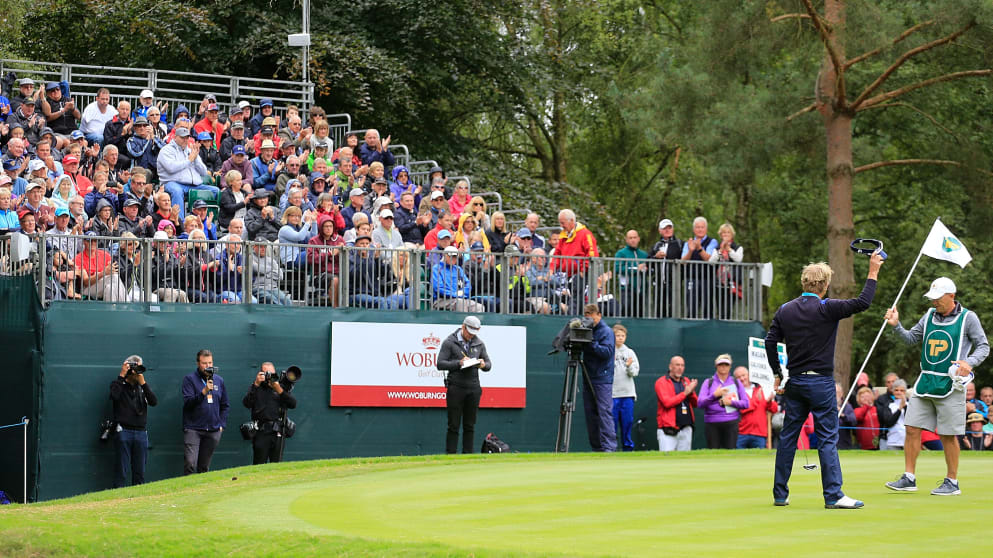 Phil Golding in front of the grandstand at Woburn