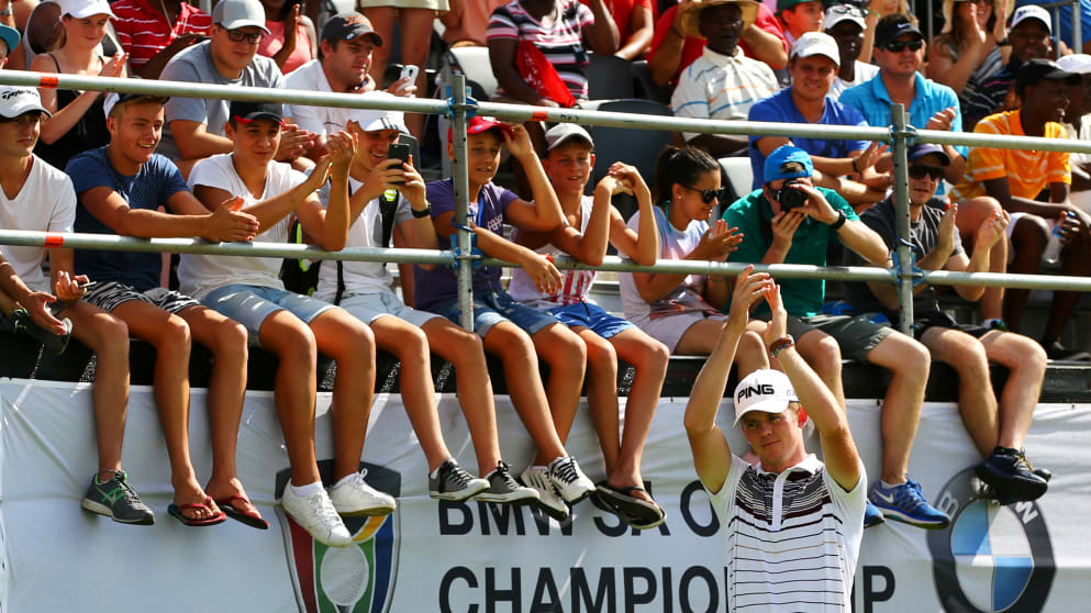 Fans applaud their champion Brandon Stone 