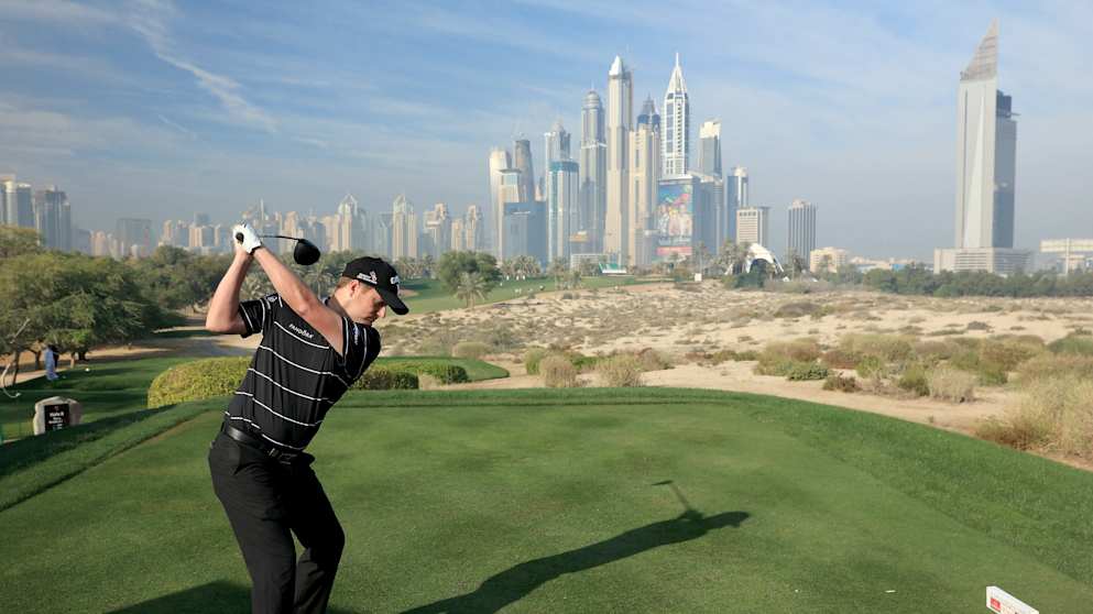 Marc Warren at Emirates Golf Club's 8th hole