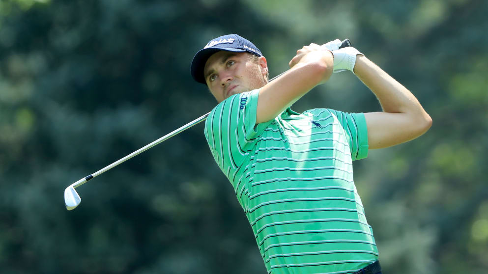 Justin Thomas - tees off on the fifth tee during the WGC-Bridgestone Invitational