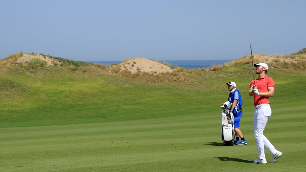 Chris Wood in action during the 2018 Oman Open