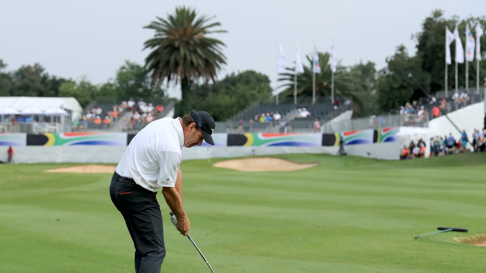 Sir Nick Faldo during his opening round at the BMW SA Open