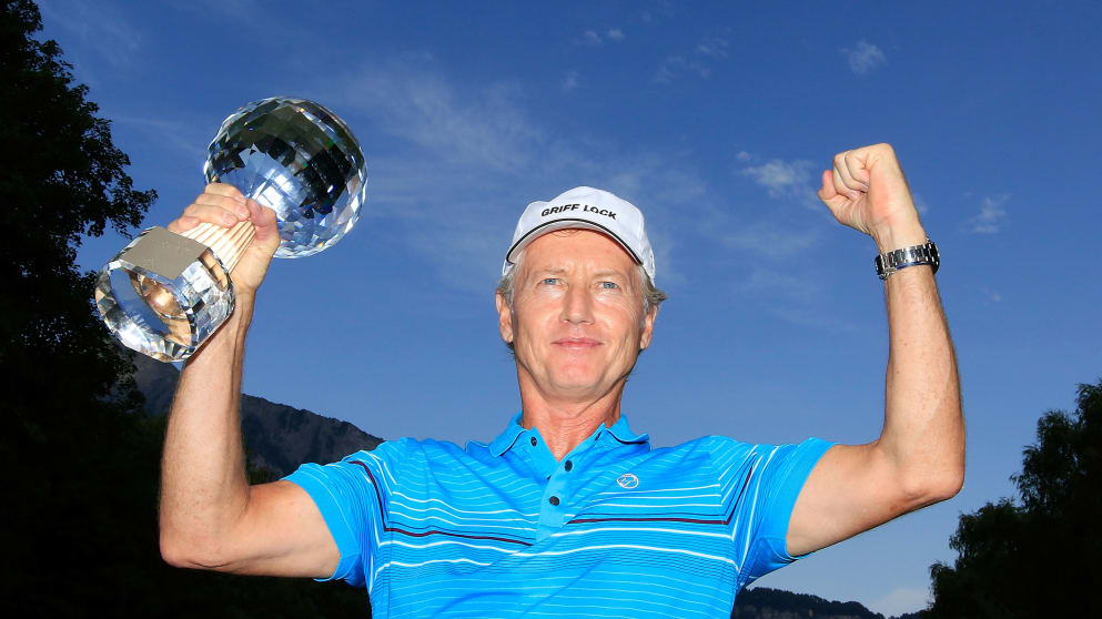 Philip Golding celebrates his Swiss Seniors Open win