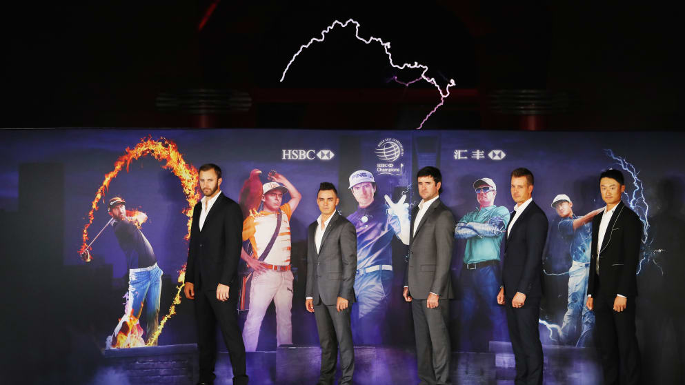  Dustin Johnson, Rickie Fowler, Bubba Watson, Henrik Stenson 2016 WGC-HSBC Champions launch
