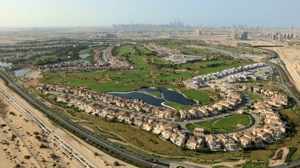 Aerial view of Jumeirah Golf Estates