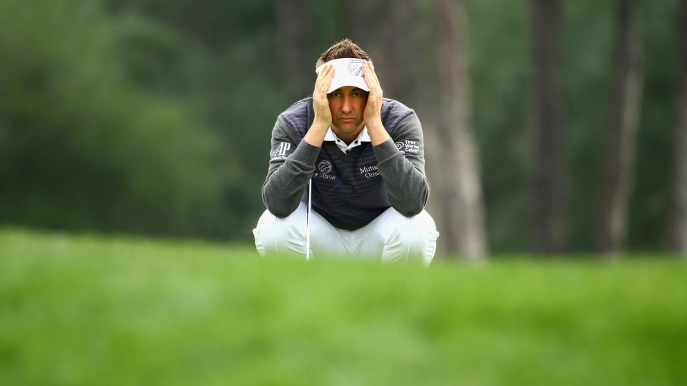 Ian Poulter - lining up another birdie putt at the Montgomerie Maxx Royal in Turkey