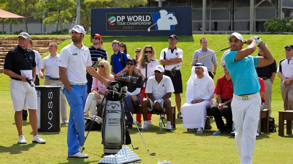 Ahmed Al Musharrekh with 2011 DP World Tour Championship winner Alvaro Quiros