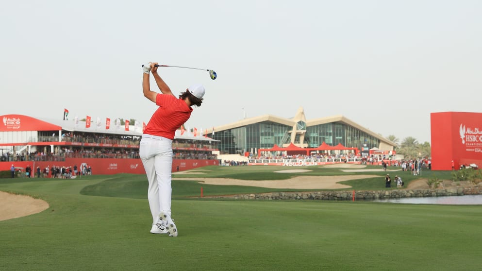 Tommy Fleetwood on 18 in Abu Dhabi