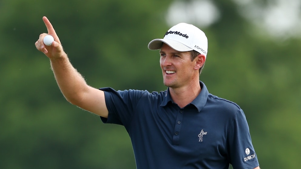 Justin Rose celebrates his win in Louisiana