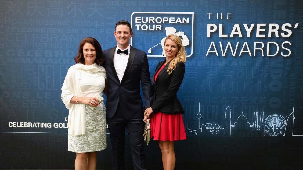 US Open Champion Justin Rose arrives with his mother Margaret and wife Kate 