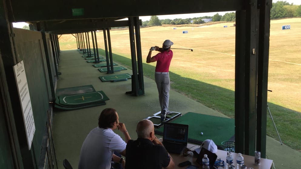 Rafa Cabrera-Bello under the watchful eye of Jean-Jacques Rivet of the ETPI