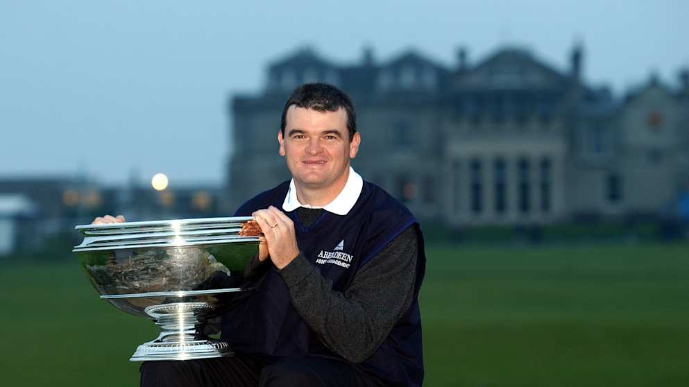 Paul Lawrie with the Alfred Dunhill Links Championship trophy in 2001