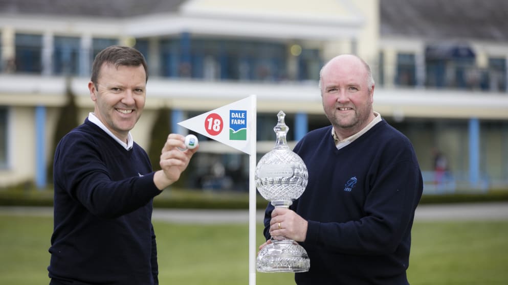 James Finnigan, Commercial Director of the Irish Open, with Dale Farm Commercial Director Jason Hempton
