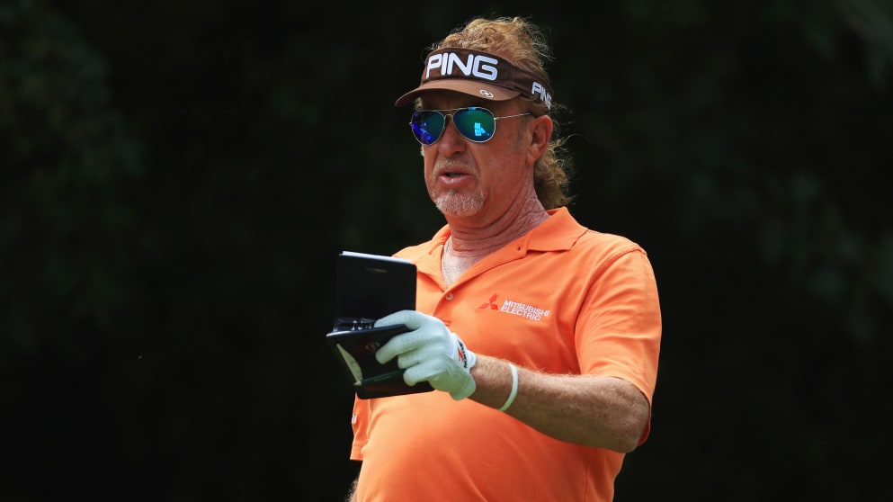 Miguel Angel Jiminez - looks on during day one of the 2018 Shot Clock Masters