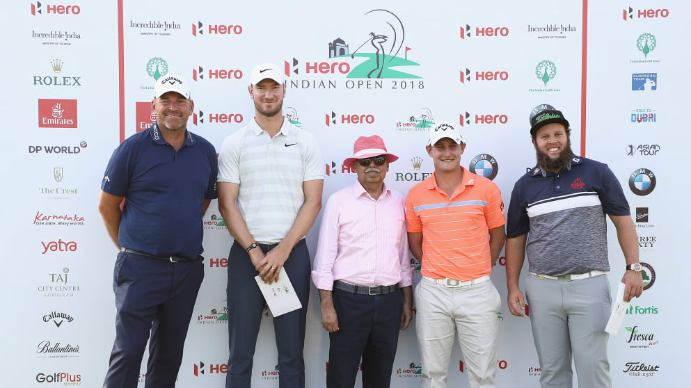 Thomas Bjørn, Chris Wood, Pawan Munjal, Emiliano Grillo and Andrew Johnston