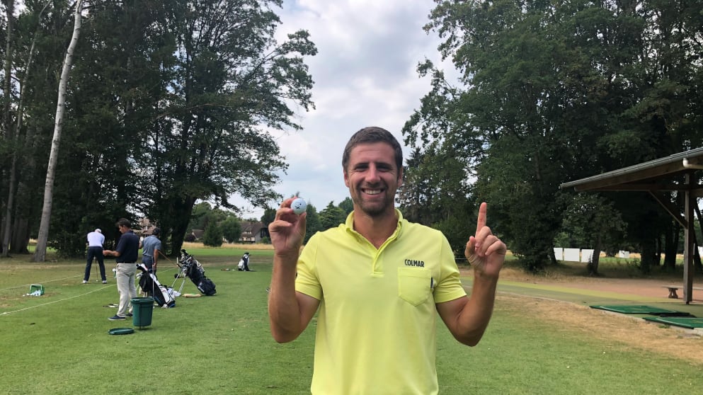 Filippo Bergamaschi after his hole-in-one