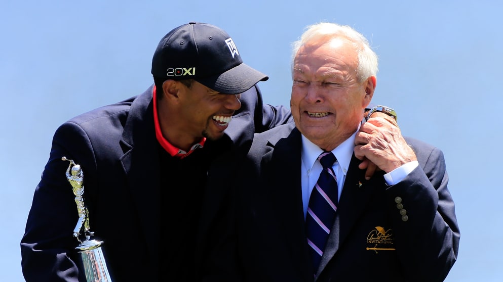 Tiger Woods and Arnold Palmer 