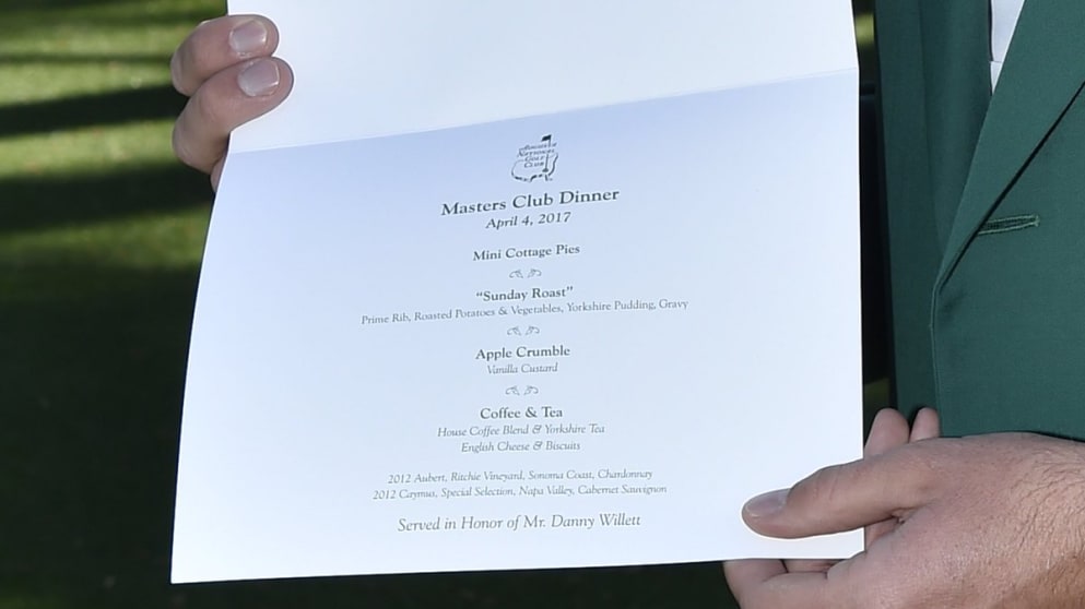 Danny Willett's Masters Menu (Credit: @Danny_Willett)