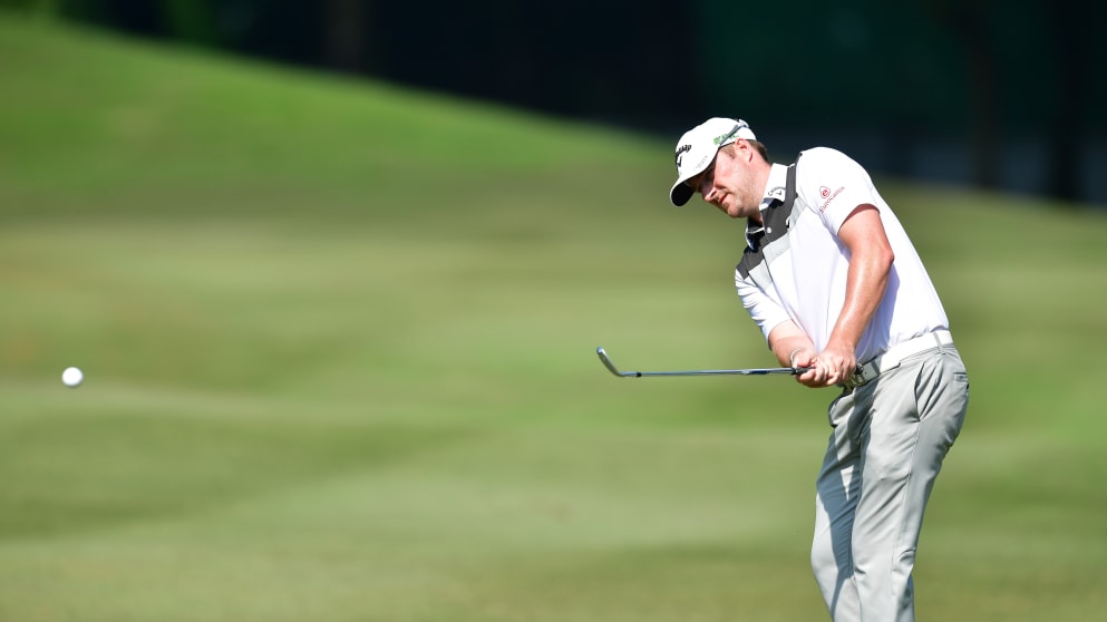Marc Warren during his first round at the Maybank Championship