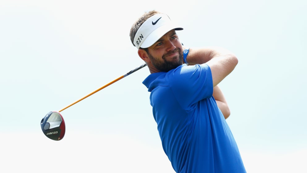 Scott Jamieson in the first round of the M2M Russian Open