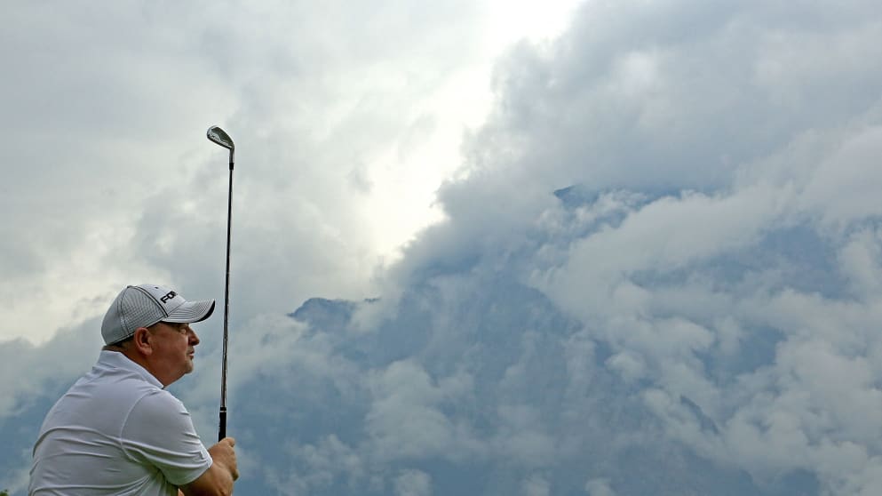 Ian Woosnam tees off