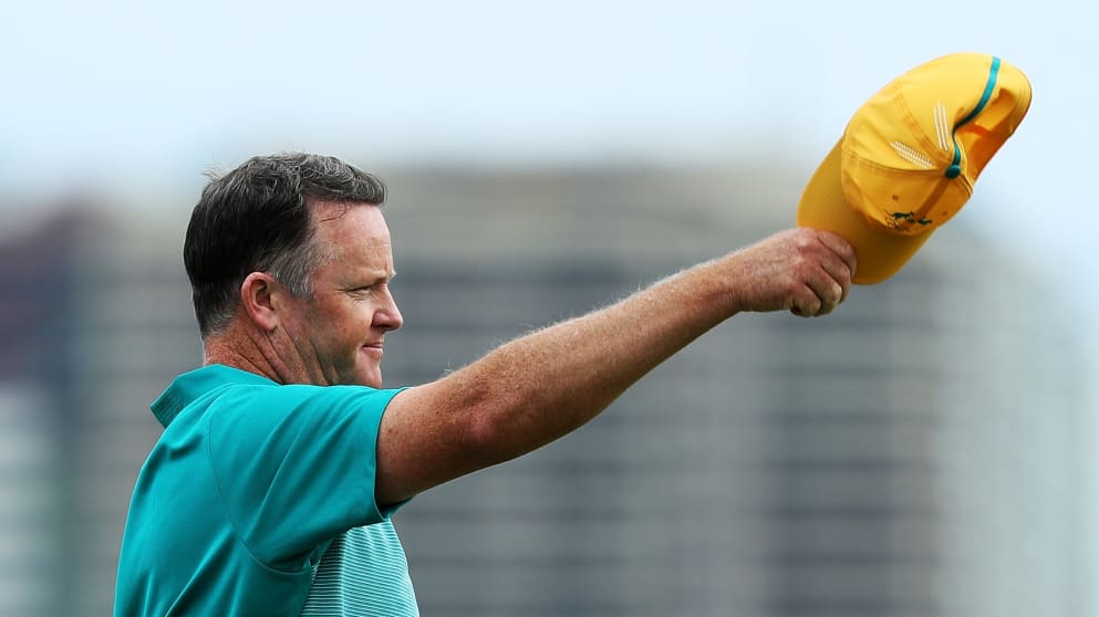 Australia's Marcus Fraser on the 18th green