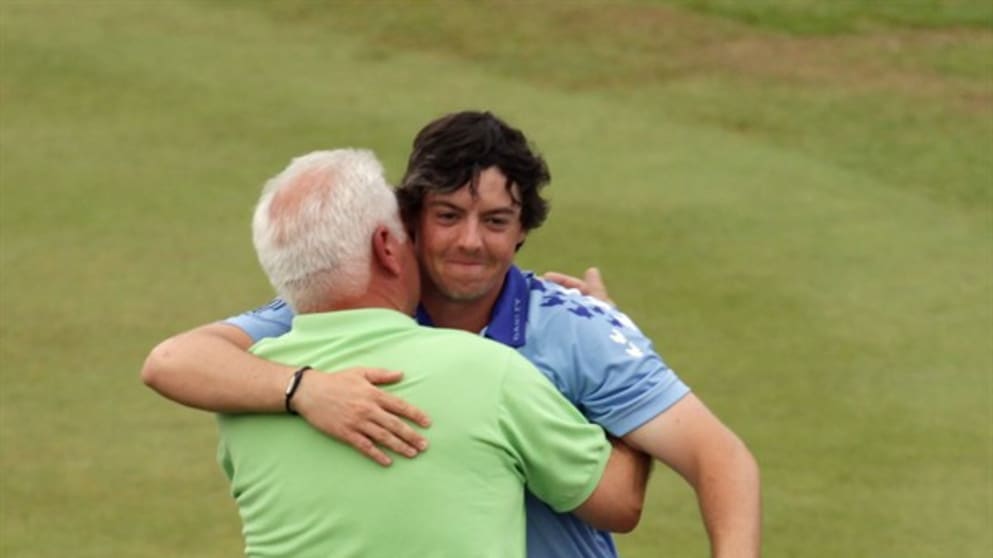 Rory McIlroy celebrates with his father Gerry