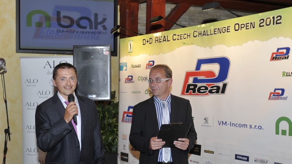 Petr Dedek makes a speech during the D+D Real Czech Challenge Open Pro-Am prize-giving (Ota Mrákota)