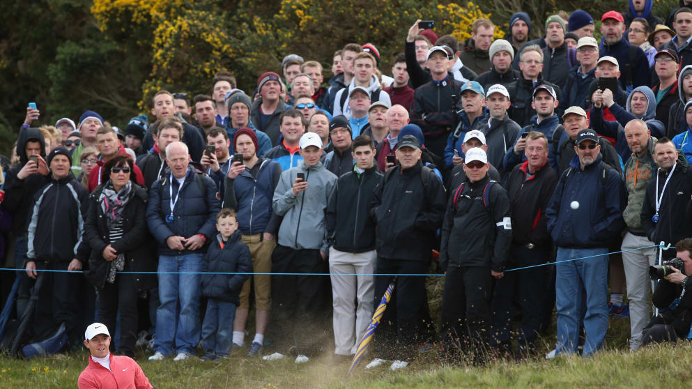 Rory McIlroy - in action on day one at the sold-out DDF Irish Open