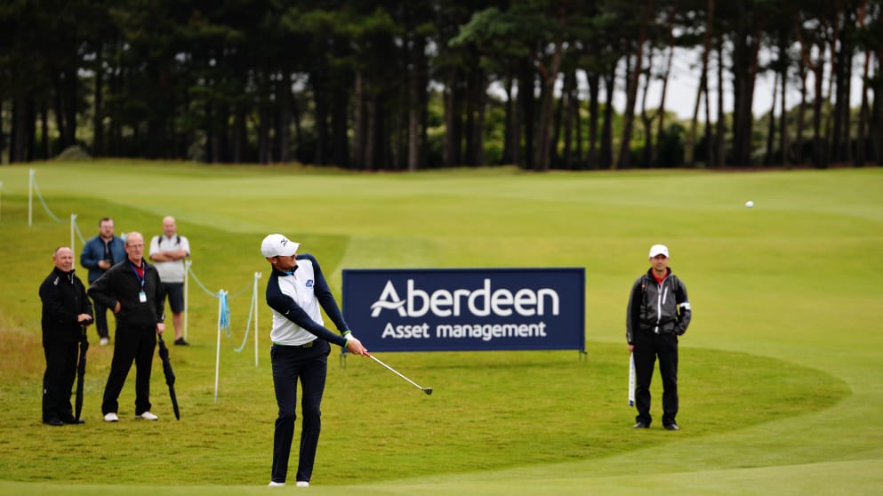 Chris Wood on the fifth hole during his match against Daniel Brooks