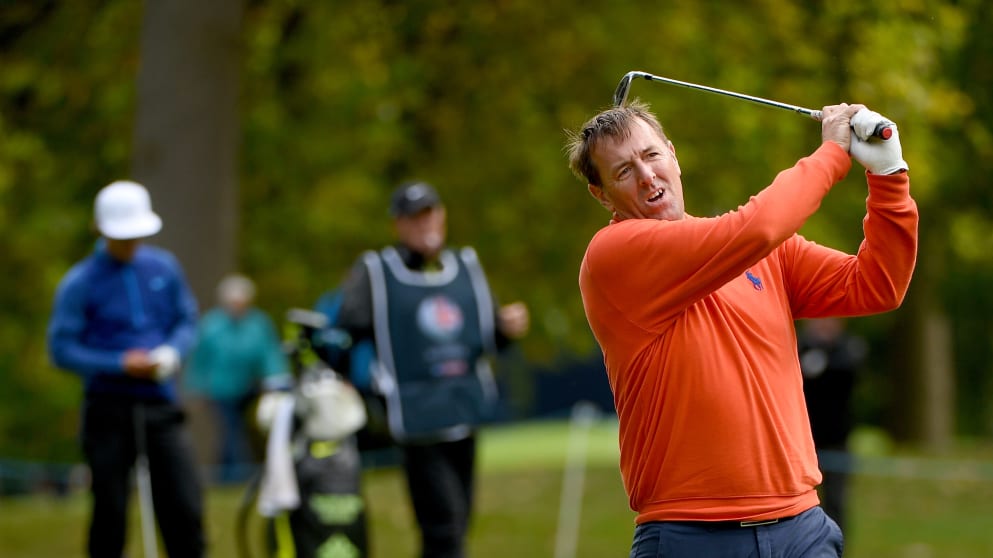 Matt Le Tissier the former footballer in action during the pro-am event prior to the British Masters 